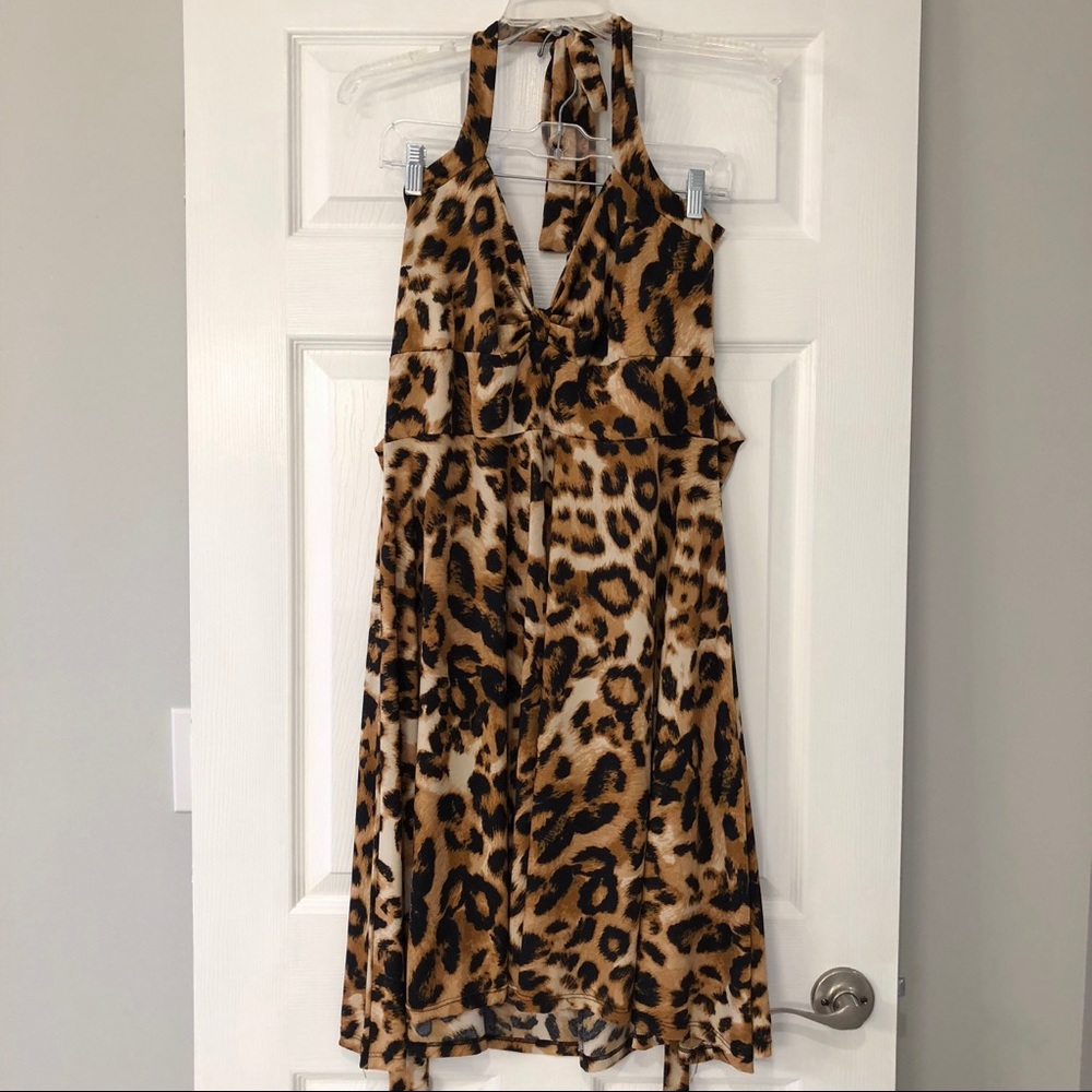 Demi Loon Leopard Pin Up Halter Dress